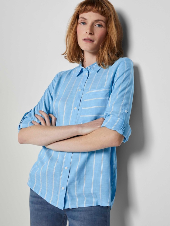 Gestreifte Hemdbluse - Frauen - blue stripe vertical Gestreifte Hemdbluse - Frauen - blue stripe vertical - 5 - TOM TAILOR