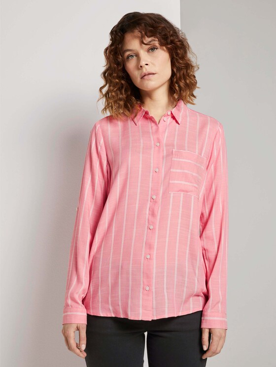 Gestreifte Hemdbluse - Frauen - peach stripe vertical Gestreifte Hemdbluse - Frauen - peach stripe vertical - 1 - TOM TAILOR