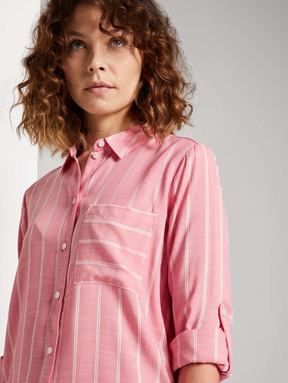 Gestreifte Hemdbluse - Frauen - peach stripe vertical Gestreifte Hemdbluse - Frauen - peach stripe vertical - 9 - TOM TAILOR
