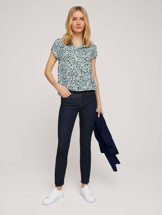 Gemusterte Bluse mit LENZING™ ECOVERO™ - Frauen - navy burred floral design Gemusterte Bluse mit LENZING™ ECOVERO™ - Frauen - navy burred floral design - 3 - TOM TAILOR