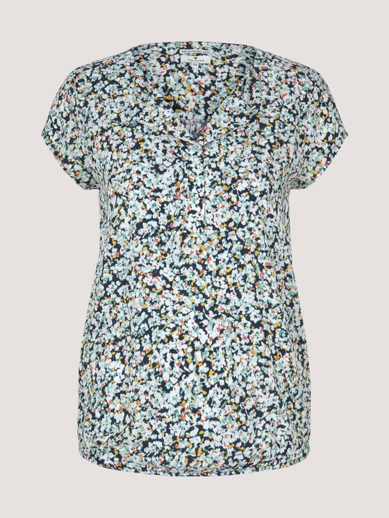 Gemusterte Bluse mit LENZING™ ECOVERO™ - Frauen - navy burred floral design Gemusterte Bluse mit LENZING™ ECOVERO™ - Frauen - navy burred floral design - 7 - TOM TAILOR