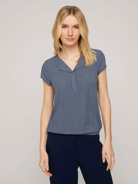 Gemusterte Bluse mit LENZING™ ECOVERO™ - Frauen - navy-white-minimal-design Gemusterte Bluse mit LENZING™ ECOVERO™ - Frauen - navy-white-minimal-design - 1 - TOM TAILOR