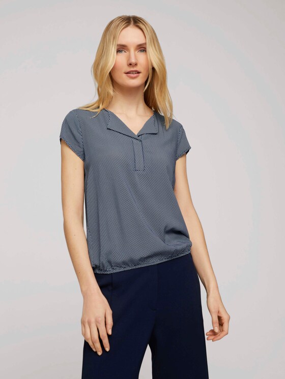 Gemusterte Bluse mit LENZING™ ECOVERO™ - Frauen - navy-white-minimal-design Gemusterte Bluse mit LENZING™ ECOVERO™ - Frauen - navy-white-minimal-design - 5 - TOM TAILOR