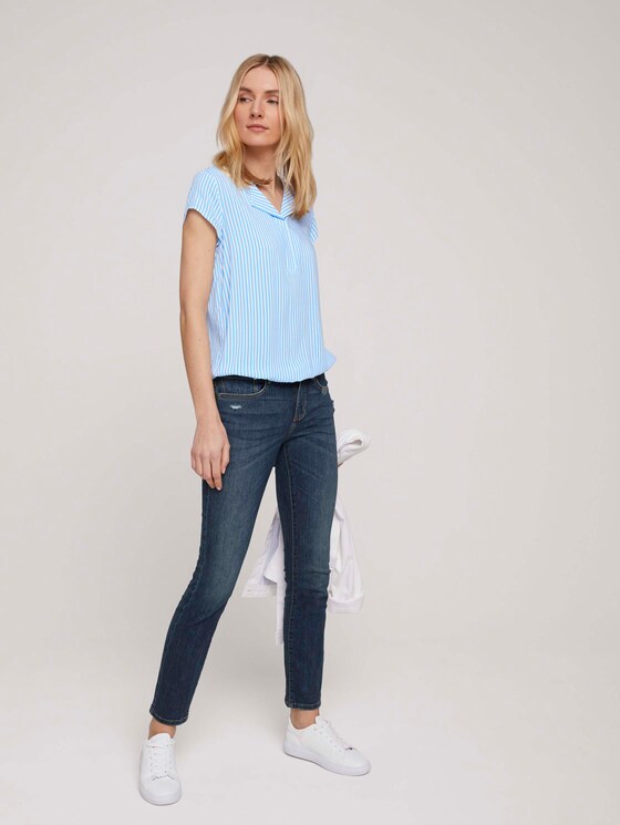 Gemusterte Bluse mit LENZING™ ECOVERO™ - Frauen - blue white vertical stripe Gemusterte Bluse mit LENZING™ ECOVERO™ - Frauen - blue white vertical stripe - 3 - TOM TAILOR