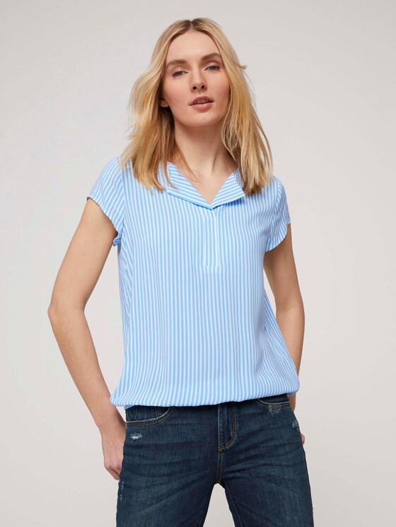 Gemusterte Bluse mit LENZING™ ECOVERO™ - Frauen - blue white vertical stripe Gemusterte Bluse mit LENZING™ ECOVERO™ - Frauen - blue white vertical stripe - 5 - TOM TAILOR