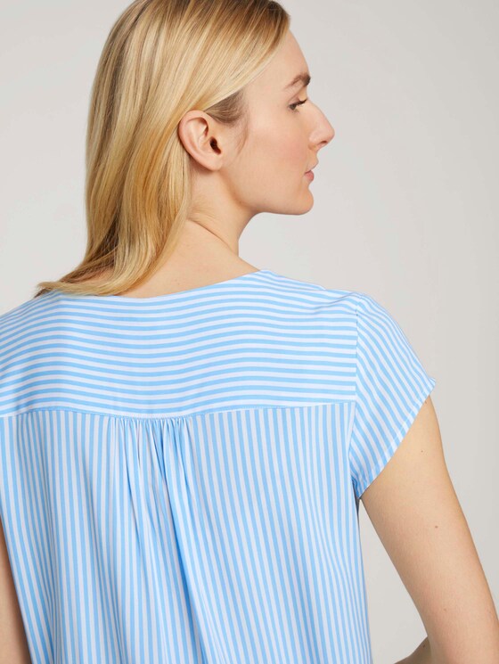 Gemusterte Bluse mit LENZING™ ECOVERO™ - Frauen - blue white vertical stripe Gemusterte Bluse mit LENZING™ ECOVERO™ - Frauen - blue white vertical stripe - 9 - TOM TAILOR