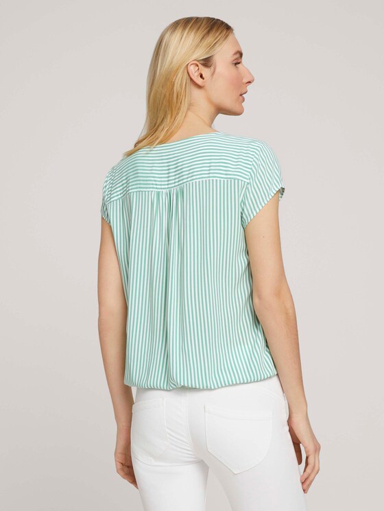 Gemusterte Bluse mit LENZING™ ECOVERO™ - Frauen - green white vertical stripe Gemusterte Bluse mit LENZING™ ECOVERO™ - Frauen - green white vertical stripe - 2 - TOM TAILOR