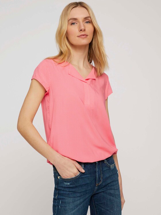 Gemusterte Bluse mit LENZING™ ECOVERO™ - Frauen - peach white minimal design Gemusterte Bluse mit LENZING™ ECOVERO™ - Frauen - peach white minimal design - 5 - TOM TAILOR