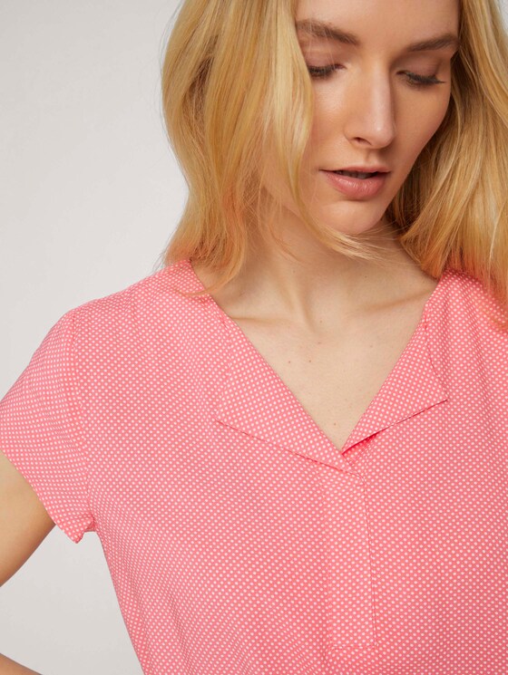 Gemusterte Bluse mit LENZING™ ECOVERO™ - Frauen - peach white minimal design Gemusterte Bluse mit LENZING™ ECOVERO™ - Frauen - peach white minimal design - 9 - TOM TAILOR