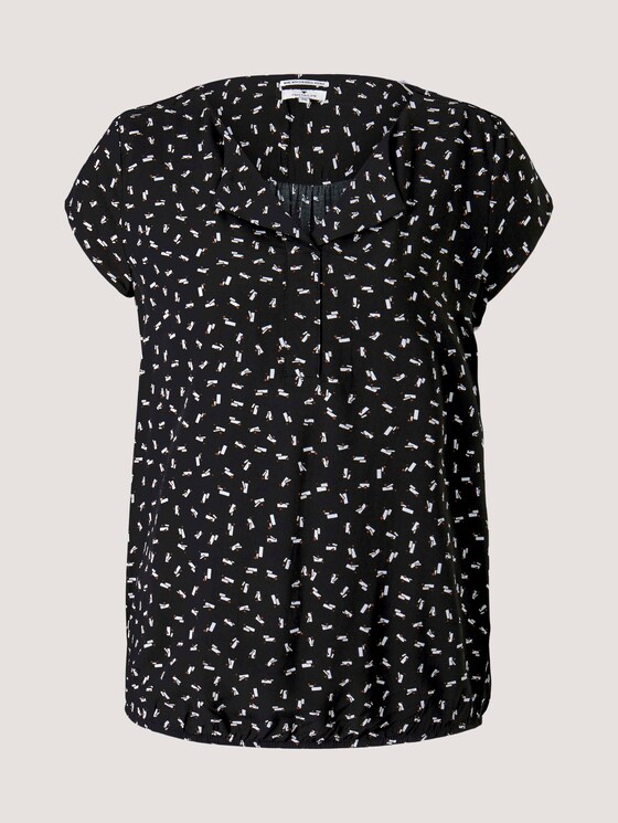 patterned blouse with a turn-down collar - Women - black geometrical design patterned blouse with a turn-down collar - Women - black geometrical design - 7 - TOM TAILOR