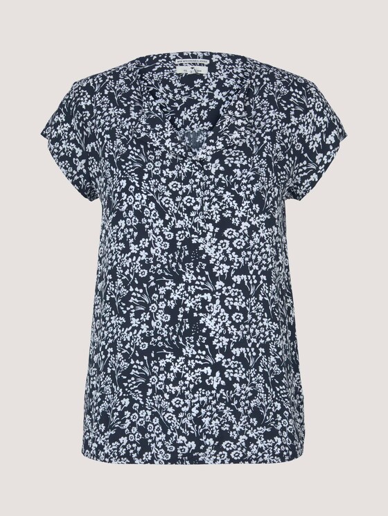 Gemusterte Bluse mit LENZING™ ECOVERO™ - Frauen - navy offwhite flower design Gemusterte Bluse mit LENZING™ ECOVERO™ - Frauen - navy offwhite flower design - 7 - TOM TAILOR