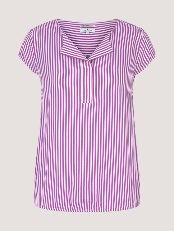 Gemusterte Bluse mit LENZING™ ECOVERO™ - Frauen - lilac white vertical stripe Gemusterte Bluse mit LENZING™ ECOVERO™ - Frauen - lilac white vertical stripe - 7 - TOM TAILOR