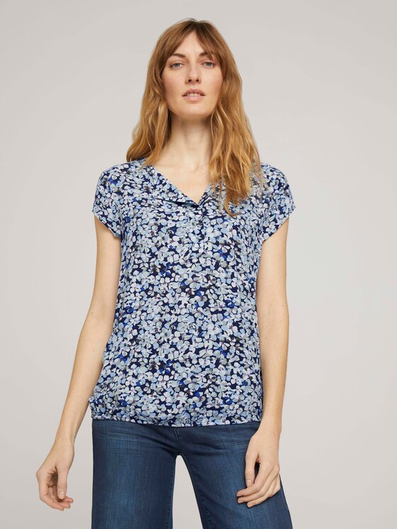 Gemusterte Bluse mit LENZING™ ECOVERO™ - Frauen - navy colorful floral design Gemusterte Bluse mit LENZING™ ECOVERO™ - Frauen - navy colorful floral design - 1 - TOM TAILOR
