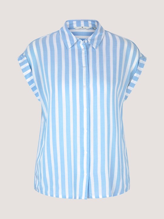 Gestreifte Kurzarm Hemdbluse - Frauen - blue offwhite vertical stripe Gestreifte Kurzarm Hemdbluse - Frauen - blue offwhite vertical stripe - 7 - TOM TAILOR