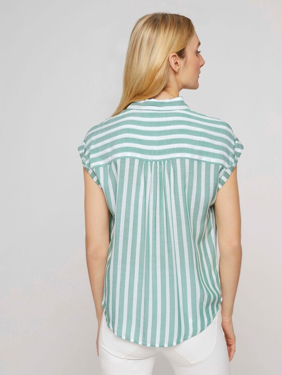 Gestreifte Kurzarm Hemdbluse - Frauen - green offwhite vertical stripe Gestreifte Kurzarm Hemdbluse - Frauen - green offwhite vertical stripe - 2 - TOM TAILOR