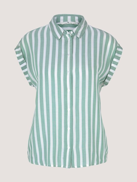 Gestreifte Kurzarm Hemdbluse - Frauen - green offwhite vertical stripe Gestreifte Kurzarm Hemdbluse - Frauen - green offwhite vertical stripe - 7 - TOM TAILOR