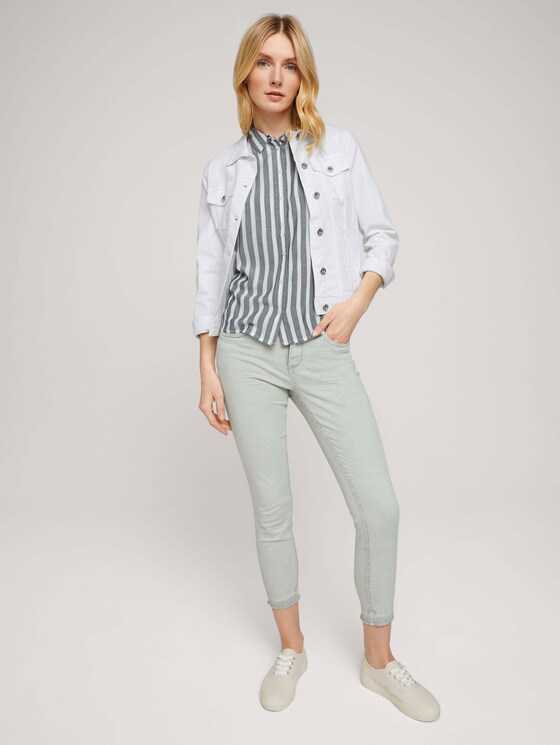 Gestreifte Kurzarm Hemdbluse - Frauen - offwhite navy vertical stripe Gestreifte Kurzarm Hemdbluse - Frauen - offwhite navy vertical stripe - 3 - TOM TAILOR