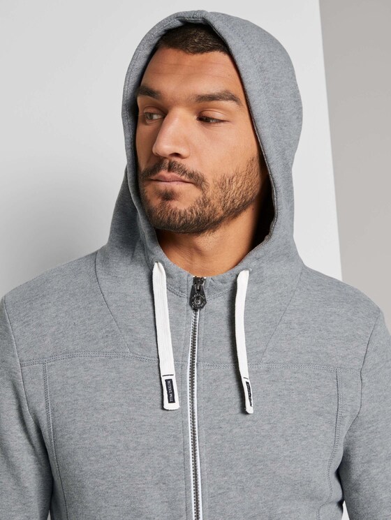 Sweatjacke mit Kapuze - Männer - Middle Grey Melange Sweatjacke mit Kapuze - Männer - Middle Grey Melange - 9 - TOM TAILOR