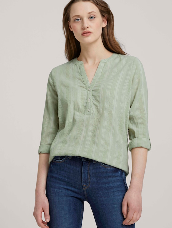 Gestreifte Tunika mit Bio-Baumwolle - Frauen - green white vertical stripe Gestreifte Tunika mit Bio-Baumwolle - Frauen - green white vertical stripe - 5 - TOM TAILOR Denim