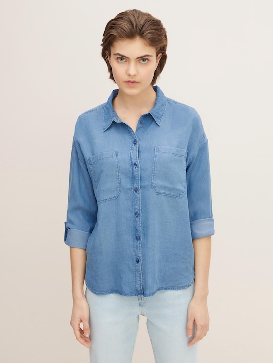 Oversized Denim Hemdbluse - Frauen - Blue Denim Oversized Denim Hemdbluse - Frauen - Blue Denim - 1 - TOM TAILOR Denim