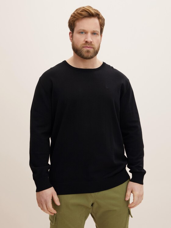 Basic Pullover mit Logo-Stickerei - Männer - Black Basic Pullover mit Logo-Stickerei - Männer - Black - 1 - Men Plus