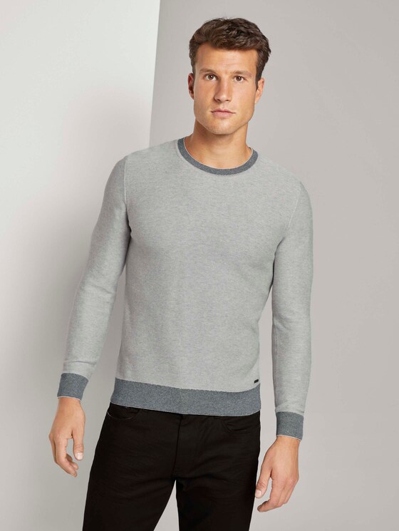 Pullover mit Mélange-Struktur - Männer - Light Soft Grey Melange Pullover mit Mélange-Struktur - Männer - Light Soft Grey Melange - 1 - TOM TAILOR
