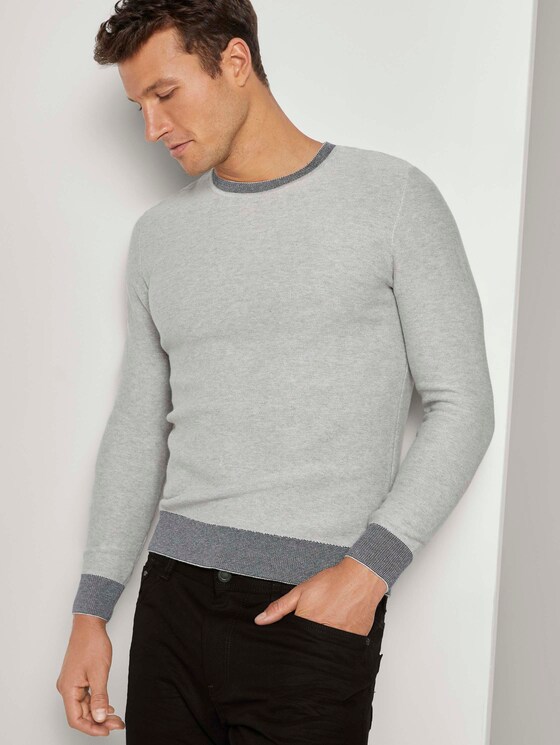 Pullover mit Mélange-Struktur - Männer - Light Soft Grey Melange Pullover mit Mélange-Struktur - Männer - Light Soft Grey Melange - 5 - TOM TAILOR