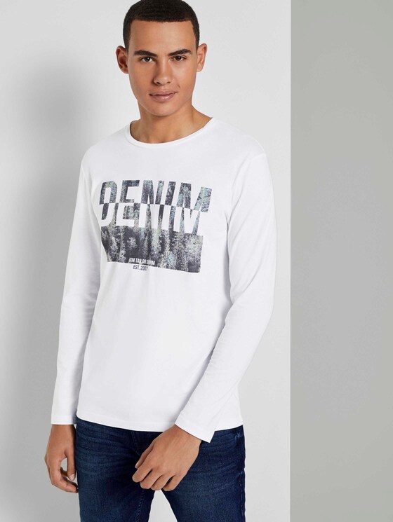 Langarmshirt mit Print - Männer - White Langarmshirt mit Print - Männer - White - 5 - TOM TAILOR Denim