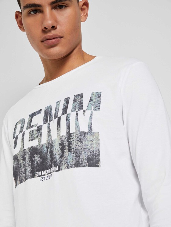 Langarmshirt mit Print - Männer - White Langarmshirt mit Print - Männer - White - 9 - TOM TAILOR Denim