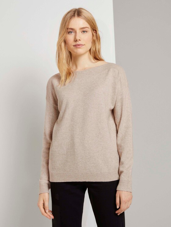 Pullover mit U-Boot-Ausschnitt - Frauen - desert sand melange Pullover mit U-Boot-Ausschnitt - Frauen - desert sand melange - 1 - TOM TAILOR