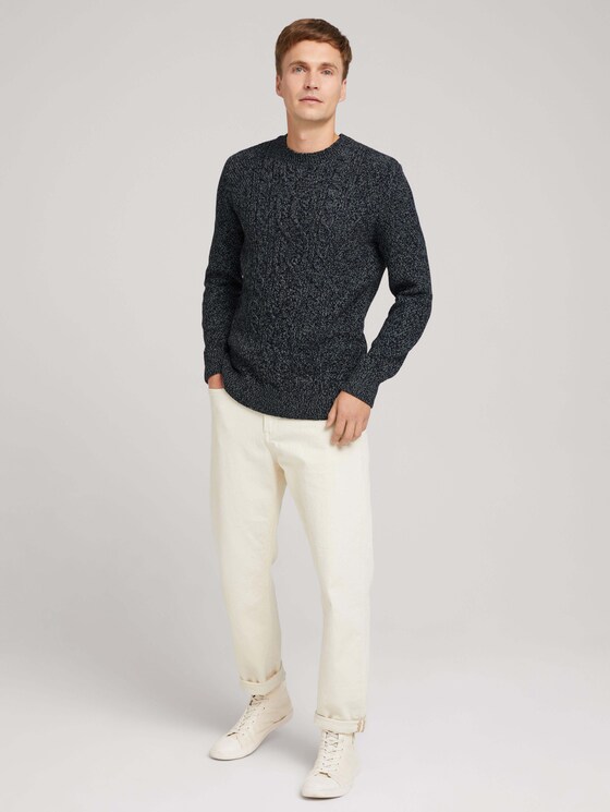 strukturierter Pullover - Männer - navy ice blue knit mouline strukturierter Pullover - Männer - navy ice blue knit mouline - 3 - TOM TAILOR