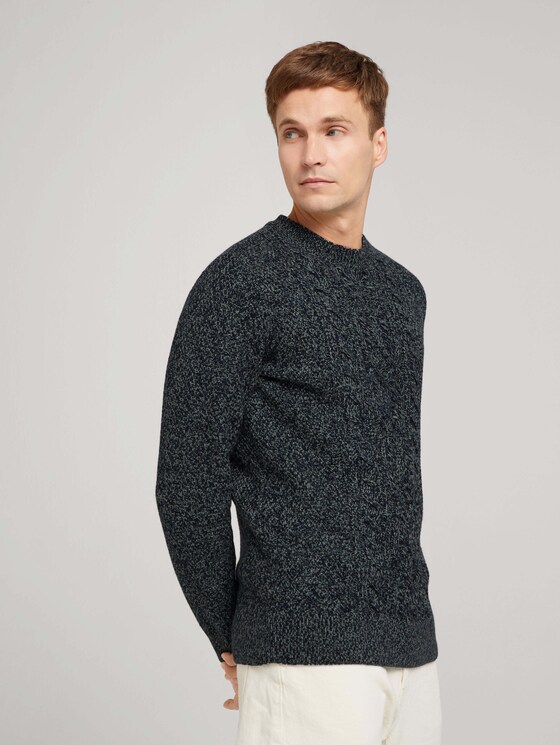 strukturierter Pullover - Männer - navy ice blue knit mouline strukturierter Pullover - Männer - navy ice blue knit mouline - 5 - TOM TAILOR