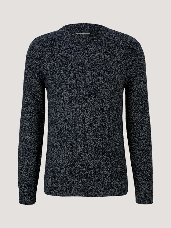 strukturierter Pullover - Männer - navy ice blue knit mouline strukturierter Pullover - Männer - navy ice blue knit mouline - 7 - TOM TAILOR