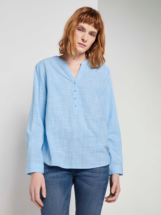 Henley blouse met textuur - Vrouwen - Clear Light Blue Henley blouse met textuur - Vrouwen - Clear Light Blue - 1 - TOM TAILOR