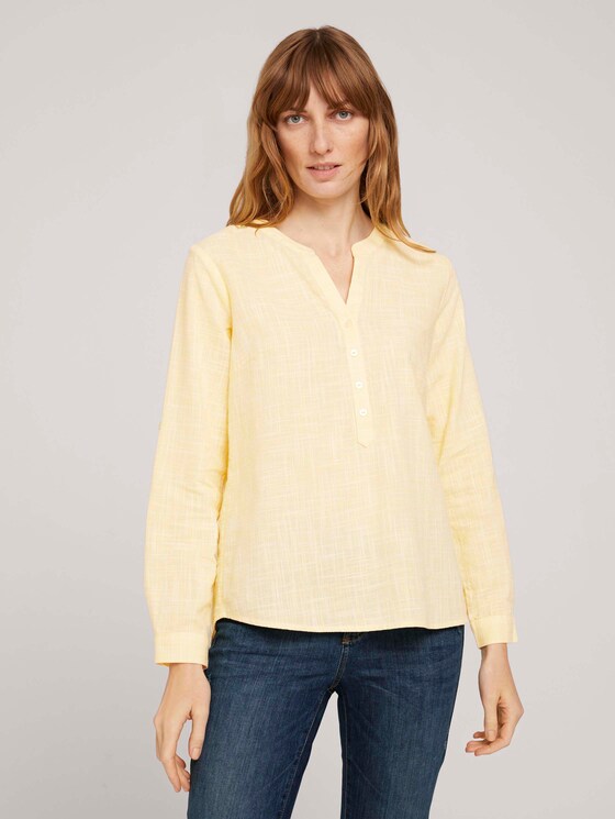 Henley blouse met textuur - Vrouwen - smooth yellow Henley blouse met textuur - Vrouwen - smooth yellow - 1 - TOM TAILOR