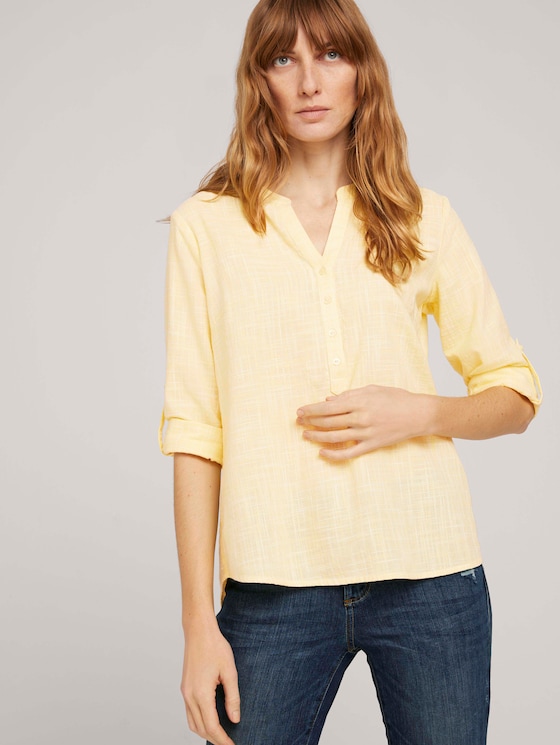 Henley blouse met textuur - Vrouwen - smooth yellow Henley blouse met textuur - Vrouwen - smooth yellow - 5 - TOM TAILOR