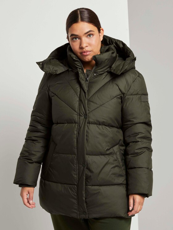 Plus - Pufferjacke mit hohem Stehkragen - Frauen - Dark Rosin Green Plus - Pufferjacke mit hohem Stehkragen - Frauen - Dark Rosin Green - 1 - My True Me