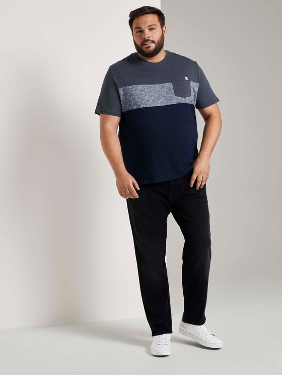 Blockstreifen T-Shirt mit Brusttasche - Männer - Sky Captain Blue Blockstreifen T-Shirt mit Brusttasche - Männer - Sky Captain Blue - 3 - Men Plus