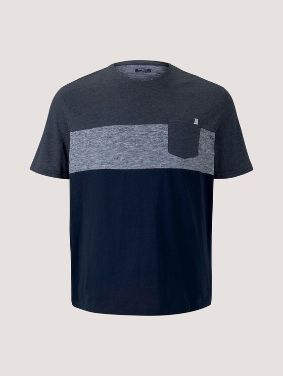 Blockstreifen T-Shirt mit Brusttasche - Männer - Sky Captain Blue Blockstreifen T-Shirt mit Brusttasche - Männer - Sky Captain Blue - 7 - Men Plus