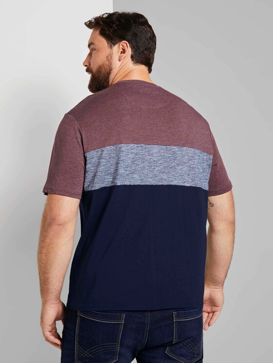 Blockstreifen T-Shirt mit Brusttasche - Männer - Dusty Wildberry Red Blockstreifen T-Shirt mit Brusttasche - Männer - Dusty Wildberry Red - 2 - Men Plus