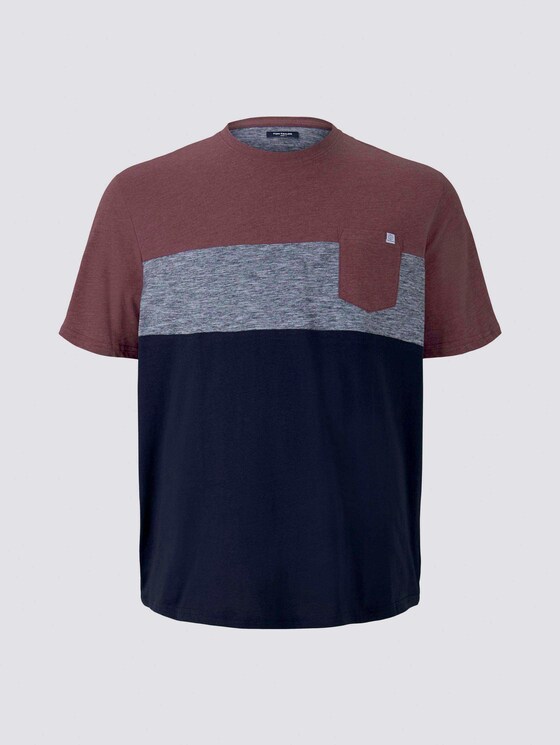 Blockstreifen T-Shirt mit Brusttasche - Männer - Dusty Wildberry Red Blockstreifen T-Shirt mit Brusttasche - Männer - Dusty Wildberry Red - 7 - Men Plus