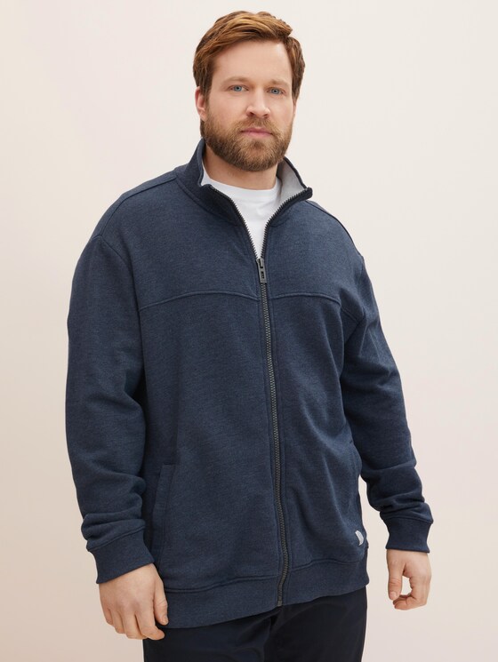 Sweatjack met opstaande kraag - Mannen - sky captain blue white melange Sweatjack met opstaande kraag - Mannen - sky captain blue white melange - 1 - Men Plus