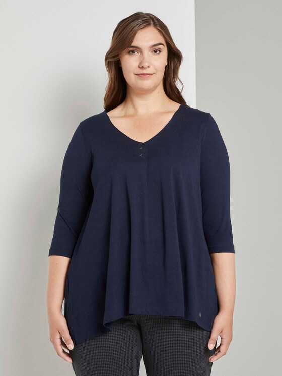Blusenshirt mit Druckknopfdetail - Frauen - Sky Captain Blue Blusenshirt mit Druckknopfdetail - Frauen - Sky Captain Blue - 1 - My True Me