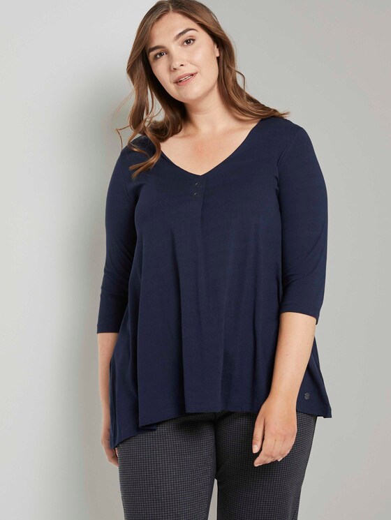 Blusenshirt mit Druckknopfdetail - Frauen - Sky Captain Blue Blusenshirt mit Druckknopfdetail - Frauen - Sky Captain Blue - 5 - My True Me