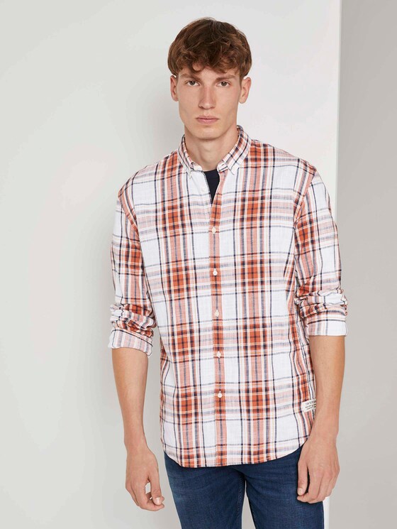 Kariertes Hemd - Männer - white rost coloured check Kariertes Hemd - Männer - white rost coloured check - 1 - TOM TAILOR Denim