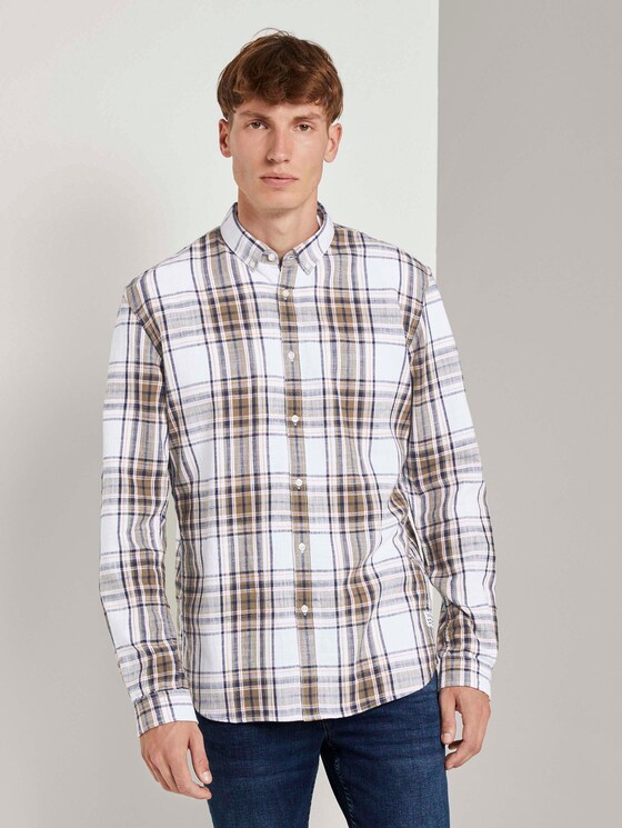 Kariertes Hemd - Männer - white olive check Kariertes Hemd - Männer - white olive check - 1 - TOM TAILOR Denim