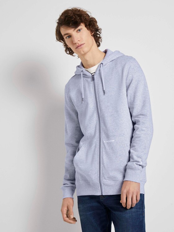 Sweatjacke mit kleinem Print - Männer - Light Stone Grey Melange Sweatjacke mit kleinem Print - Männer - Light Stone Grey Melange - 1 - TOM TAILOR Denim
