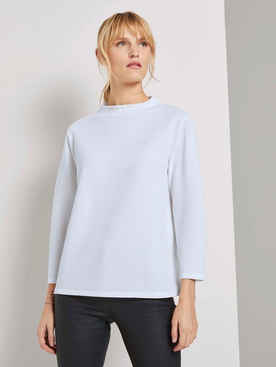 Strukturiertes Stehkragen Shirt - Frauen - Whisper White Strukturiertes Stehkragen Shirt - Frauen - Whisper White - 1 - TOM TAILOR