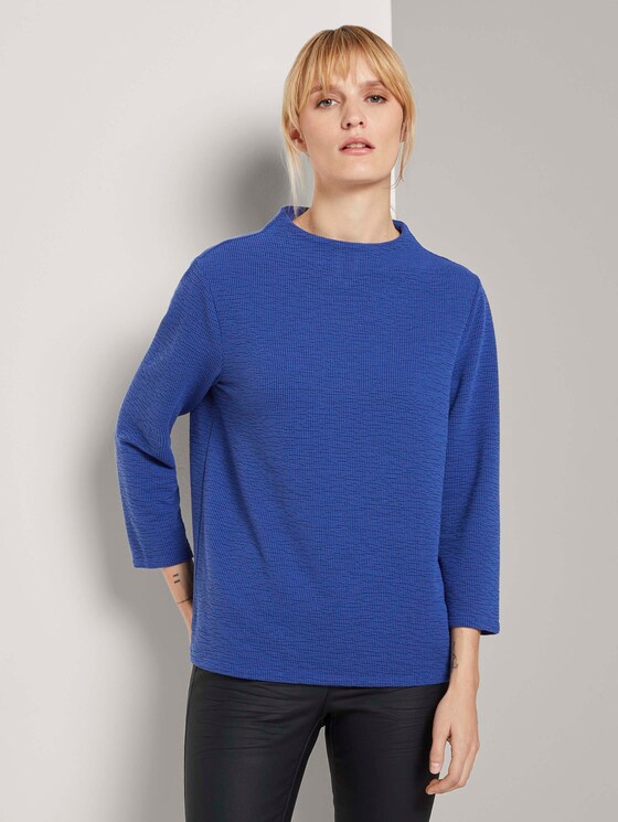Strukturiertes Stehkragen Shirt - Frauen - deep ultramarine blue Strukturiertes Stehkragen Shirt - Frauen - deep ultramarine blue - 1 - TOM TAILOR