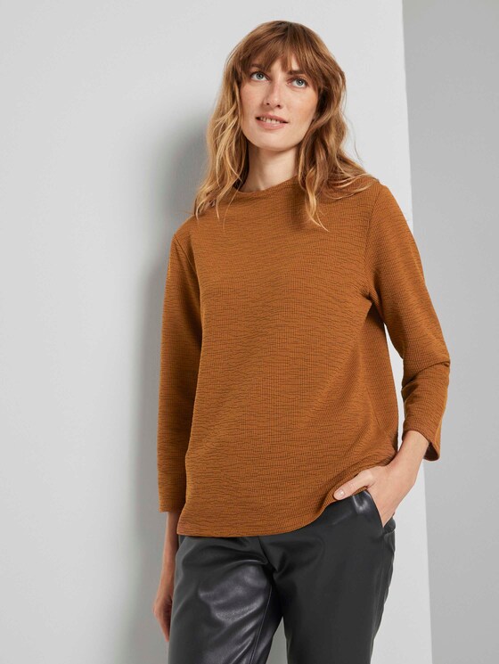 Strukturiertes Stehkragen Shirt - Frauen - tawny brown Strukturiertes Stehkragen Shirt - Frauen - tawny brown - 1 - TOM TAILOR